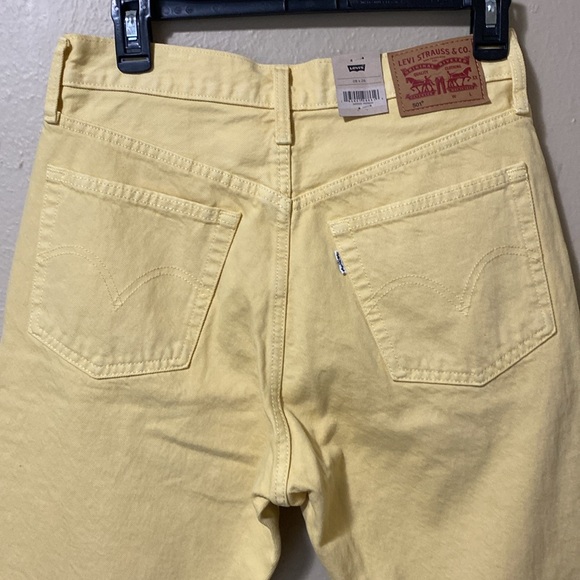 Levi’s 501 Original 100% Cotton Cropped Hi-Rise Straight Leg yellow jeans 38x26 - Picture 10 of 14